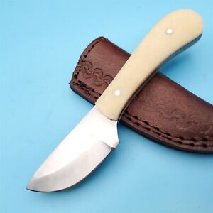 Fixed Blade Knife Full tang Smooth Bone Handle Leather Sheath 6