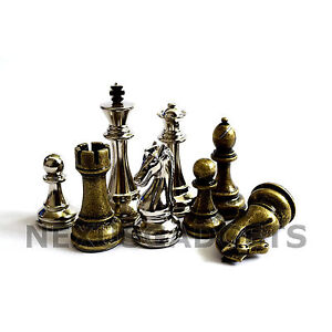 Jute Chess PIECES ONLY Metal Set EXTRA LARGE 4 Inch King, EXTRA QUEENS, NO BOARD