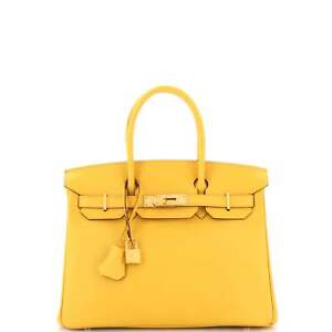 Hermes Birkin Handbag Soleil Epsom with Gold Hardware 30 Yellow