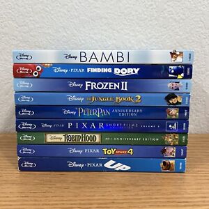 Disney Pixar Blu-Ray/DVD Lot 9 ALL with Slipcovers Bambi Dory Peter Jungle Robin