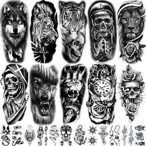22 Sheets 3D Animal Realistic Temporary Tattoos for Men Women Half Arm Sleeve