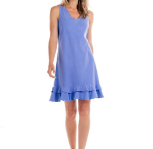 FRESH PRODUCE Small Peri BLUE SUNRISE Cotton Flounce V Neck Dress $68 NWT S