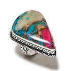 Natural Spiny Oyster Gemstone Handmade 925 Sterling Silver Ring Size 8 E755