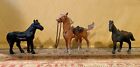 Three Vintage Metal Horses. Approximately 3.5” to 4.5” long.