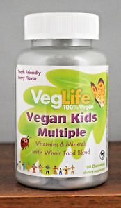 VegLife Vegan Kids Multiple Vitamin Berry Flavor Whole Food 60 Chewables