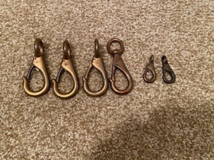 Vintage Brass Marine Snap Hooks Eye Hooks Lot