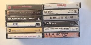 Lot of Twelve Classic Rock Cassettes REM Thorogood Billy Joel Neil Young Beatles