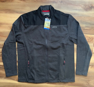NEW ORVIS Bonded Mesh Full Zip Up Fleece Black Gray Jacket Mens Large