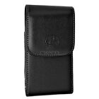 Black Vertical Leather Belt Clip Side Holster Case Pouch 5.9 x 3.14 x 0.62 inch