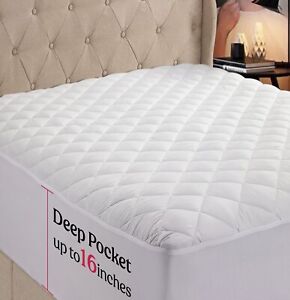 Quilted Mattress Pad 16'' Deep Pocket Mattress Topper Fitted Protector Bed Cover