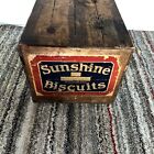 Lg 21x14x12 Vtg Wooden Sunshine BISCUIT Co Advertising CRATE Box