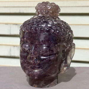 2.25lb  Natural  Buddha hand carved Quartz Crystal stone skull Reiki Healing