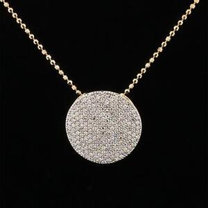 14k Solid Gold Phillips House 1ctw Diamond Large Infinity Disc Pendant Necklace