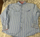 Scully Men’s L Blue Striped Snap Election Series Western Shirt Flip Cuff