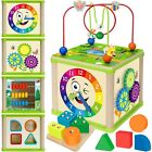 New Listinglearning toys for toddler 1, 2, 3 years old, 5 in 1 wooden activity cube girl