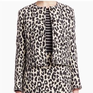 Akris Punto Boxy Leopard Print Jacket / Wool & Silk / SZ 2