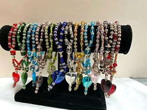 Wholesale Lots Bracelets Woman Glass Beaded Bracelets Birthstone 12 pcs Mix