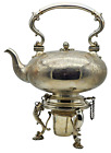1800's Antique ELKINGTON & CO. Silver Plate Tilting Teapot w/ Burner & Stand