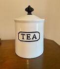 THL Classic French Country Tea Canister Raised Black Lettering Black Knob