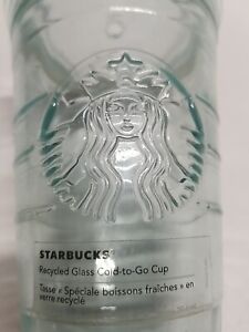 Starbucks Recycled Glass Coffee Traveler Tumbler Clear 16 oz Spain, No Chips