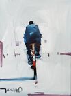 JOSE TRUJILLO Oil Painting IMPRESSIONISM Collectible ORIGINAL Man Riding Bike nr