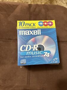 MAXELL CD-R Music 74 Min Writable CD Recordable 10 Pack Assorted Colors New