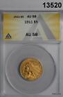 New Listing1911 $5 GOLD INDIAN ANACS CERTIFED AU58 LOOKS BETTER! #13520