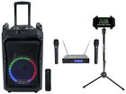 Rockville RockNGo 800 Karaoke Machine System w/LED's+Wireless Mics+Tablet Stand