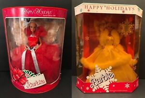 1988 1989 Holiday Barbie Doll Happy Holidays Lot 2