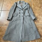 Fleurette Vintage Wool Coat Long Grey Button Jacket USA Union Made Trench