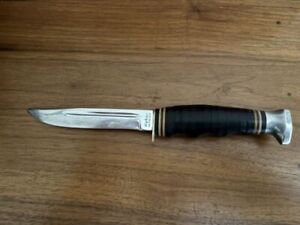 Kabar 1232 U.S.A. Fixed Blade Leather Grooved Handle Knife/no sheath