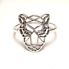 Leopard Panther Head Band Ring Sterling Silver Fashion Stencil Cut Out