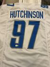 Autographed Aidan Hutchinson Detroit Lions  White Football Jersey Beckett COA
