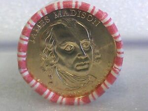 RARE 2007 James Madison Presidential Golden $1 Dollar Coin $25 Uncirculated Roll