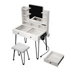 White Makeup Vanity Dressing Table Desk Set with Mirror + Stool + Power Station