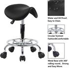 Saddle Stool Foot Rest Leather Swivel Adjustable Rolling Facial Salon Chair