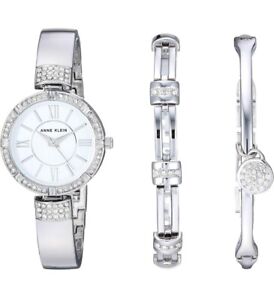 Anne Klein Women's Premium Crystal Accented Band Watch and Bracelet Set