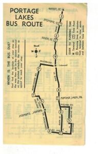 1964 Portage Lakes Akron Ohio Bus Schedule & Map