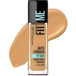 Maybelline Fit Me Matte Liquid Foundation Makeup, 332 Golden Caramel, 1 fl oz
