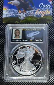 2022 S PROOF SILVER EAGLE 💎PF70 DCAM PCGS LEGENDS OF LIFE STEPHEN CURRY POP 49