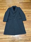 Vintage Stratojac Wool Coat Mens Size 40S Grey Overcoat Lined Dress Trench Long