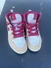 Nike Air Jordan 1 Mid Light Curry Cardinal Red Size Kid's 1Y (640734-201)