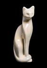 Vintage MCM Pearl White Iridescent Cat Figurine / Statue ~12