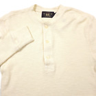 $145 RRL Ralph Lauren Off White Waffle-Knit Cotton Henley Shirt Mens Size Medium