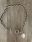 AUTHENTIC Tiffany & Co Vintage Silver Heart Toggle Necklace 16