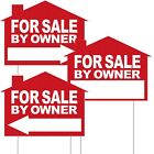 3 Pieces For by Owner Yard Sign with Stakes 12 x 16 Inch Double Sided Home Fo...