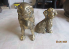 Set of Two Vintage Brass Dog Figures cocker spaniel golden poodle