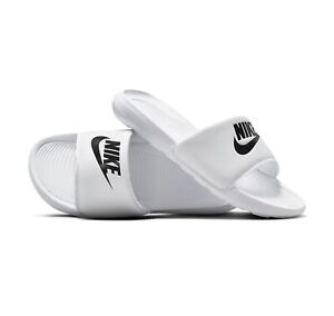 Nike Womens Victori One Slides in White/Black, Size 6, CN9677-100