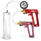 LeLuv Penis Pump MAXI | Red/Pink Handle, Clear Hose | Gauge and Cylinder Options