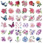 40 Sheets Flowers Temporary Tattoos Small Stickers 3D Rose Peony Lavender Leaf
